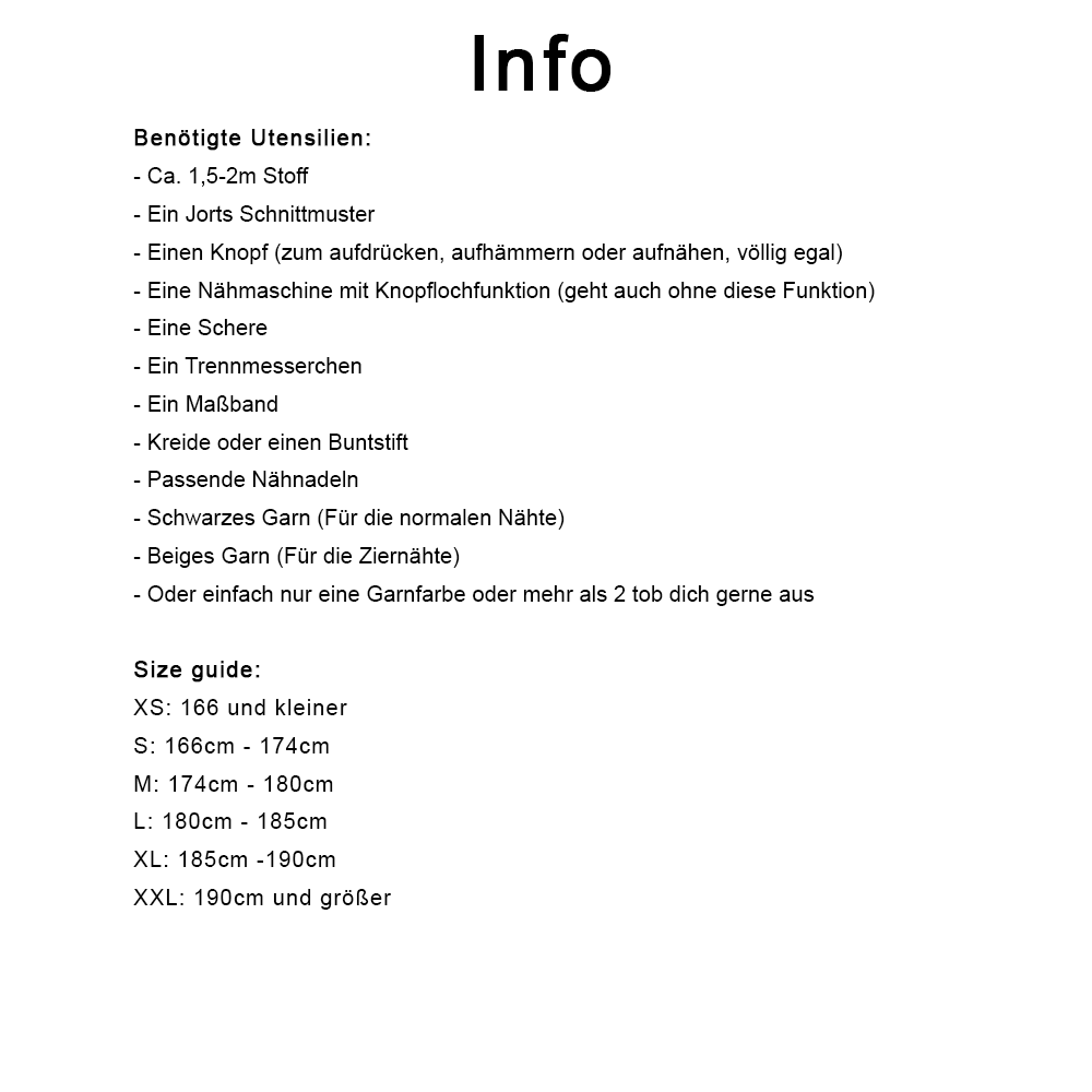 Technische Zeichnung PDF Schnittmuster Jorts – DIN A4 und US Letter Format