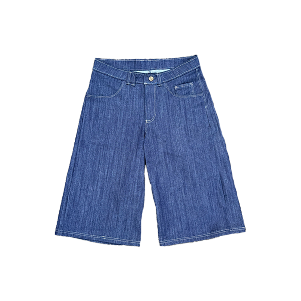 Genähte Denim Jorts – Beispiel aus PDF Schnittmuster in Baggy Fit