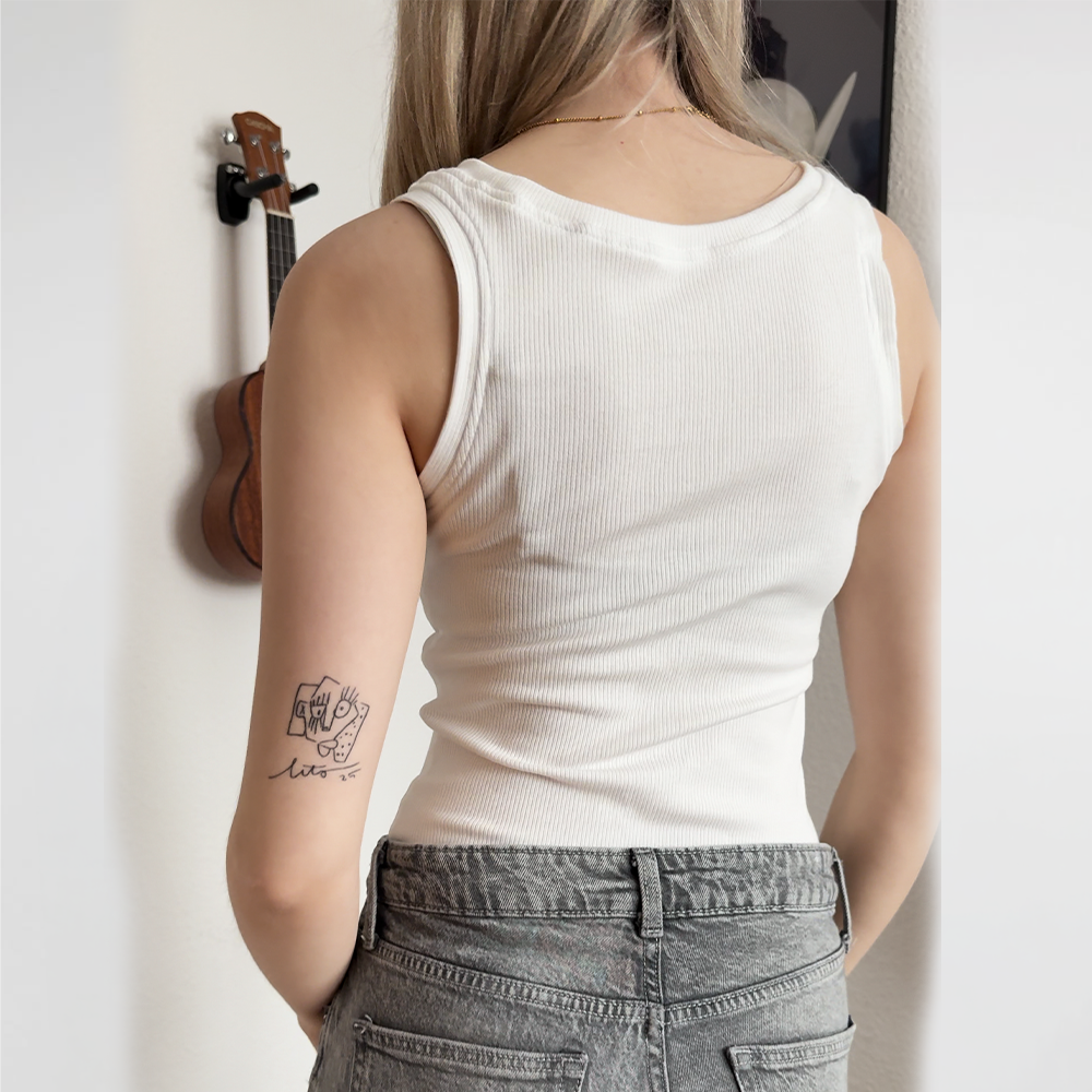 Women's Tank Top DIY Kit | 1m Jersey Rib Stoff Naturweiß & Schnittmuster 3XS-3XL
