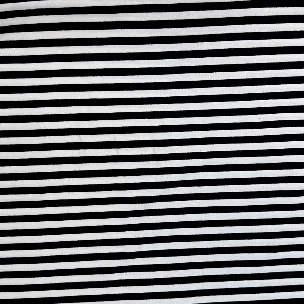 Jersey Streifen Stoff Schwarz Weiß | 190 g/m² | 95% Baumwolle / 5% Elasthan
