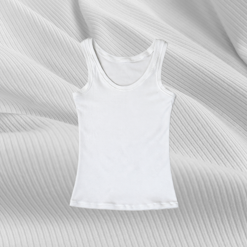 Women's Tank Top DIY Kit | 1m Jersey Rib Stoff Naturweiß & Schnittmuster 3XS-3XL